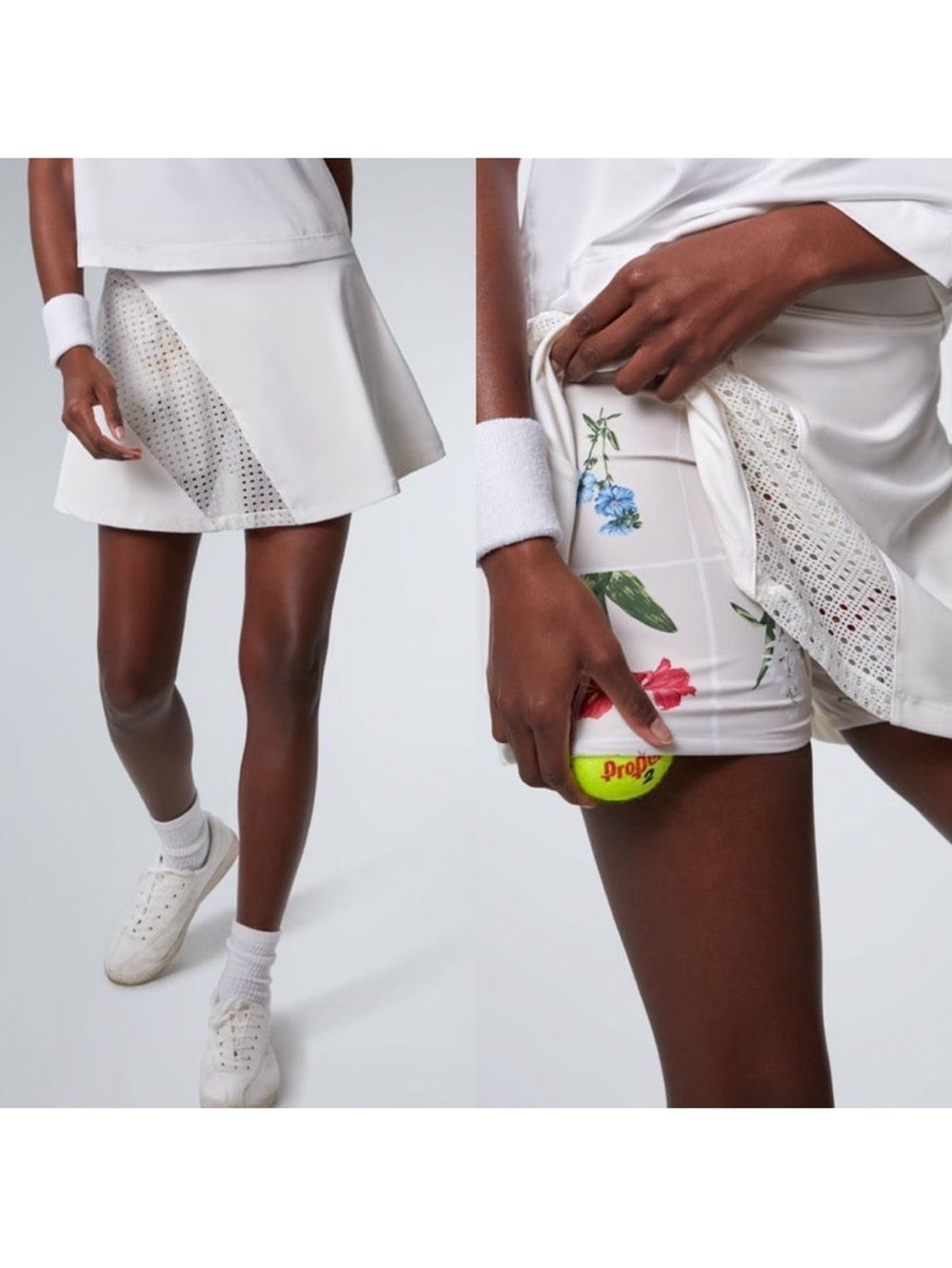 Tuckernuck White and Fresh Buds Perforated Tennis Skirt TNUCK SPORT M